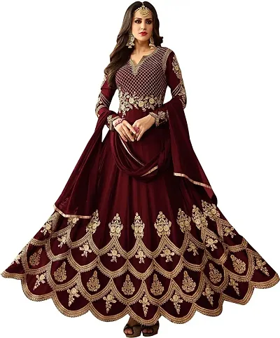 Radhe Creation Women Georgette Embroidered Anarkali Gown