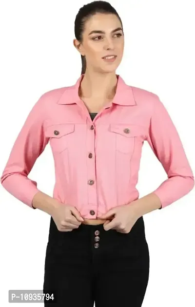 Stylish Pink Cotton Solid Jackets For Women