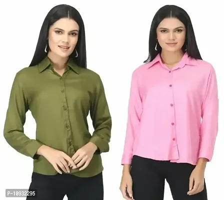 Elegant Rayon Self Design Shirt For Women-Pack Of 2