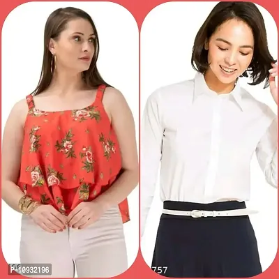 Elegant Rayon Self Design Top And Shirts For Women- 2 Pieces-thumb0