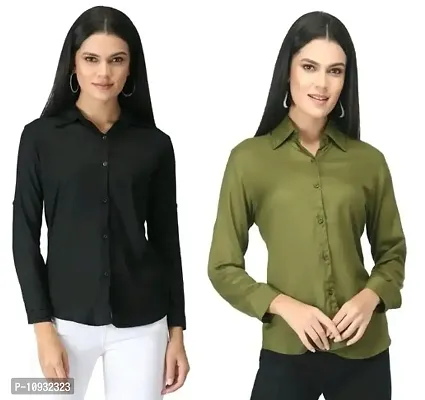 Elegant Rayon Self Design Shirt For Women-Pack Of 2-thumb0