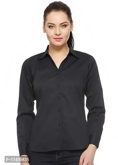 Stylish Fancy Roll- Up Sleeves Solid Rayon Regular Fit Shirt For Women-thumb0