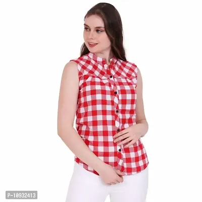 Elegant Cotton Checked Shirt For Women-thumb0