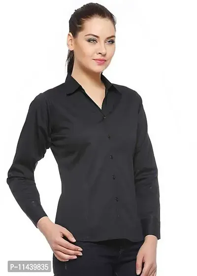 Stylish Fancy Roll- Up Sleeves Solid Rayon Regular Fit Shirt For Women-thumb3