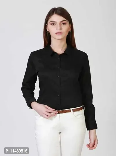 Stylish Fancy Roll- Up Sleeves Solid Rayon Regular Fit Shirt For Women-thumb0