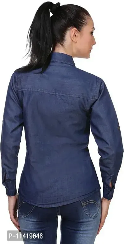 Stylish Fancy Denim Solid Regular Fit Shirt For Women-thumb4