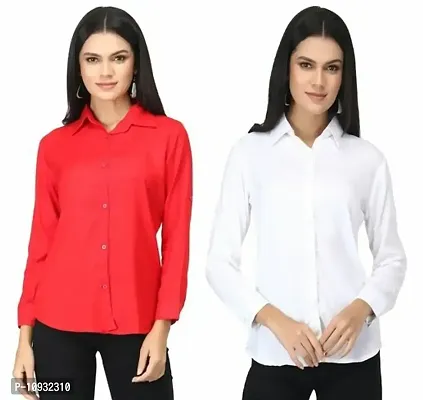 Elegant Rayon Self Design Shirt For Women-Pack Of 2-thumb0