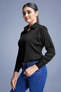 Stylish Fancy Roll- Up Sleeves Solid Rayon Regular Fit Shirt For Women-thumb3