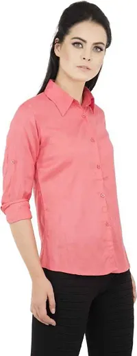 Stylish Fancy Roll- Up Sleeves Solid Rayon Regular Fit Shirt For Women-thumb2