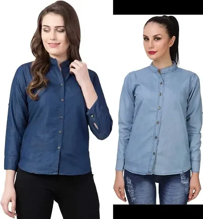 Elegant Self Design Shirt For Women-Pack Of 2