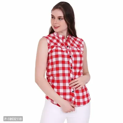 Elegant Cotton Checked Top For Women-thumb0