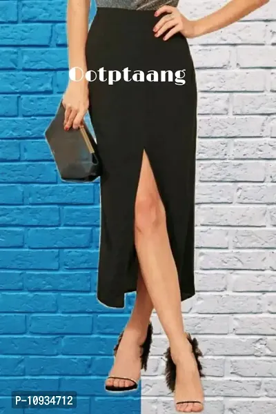 Stylish Black Lycra Solid Skirt For Women