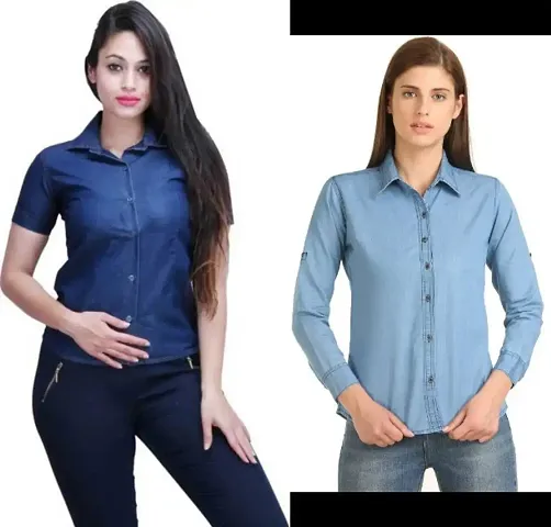 Elegant Self Design Shirt For Women-Pack Of 2