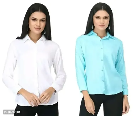 Elegant Rayon Self Design Shirt For Women-Pack Of 2-thumb0