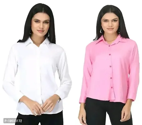 Elegant Rayon Solid Shirt For Women- Pack Of 2