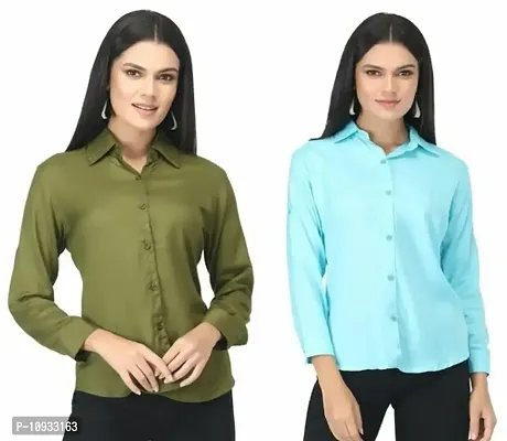 Elegant Rayon Solid Shirt For Women- Pack Of 2-thumb0