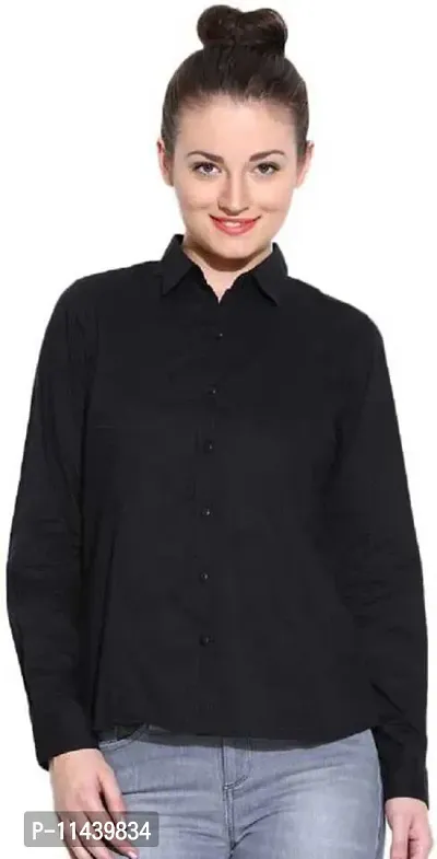 Stylish Fancy Roll- Up Sleeves Solid Rayon Regular Fit Shirt For Women-thumb0