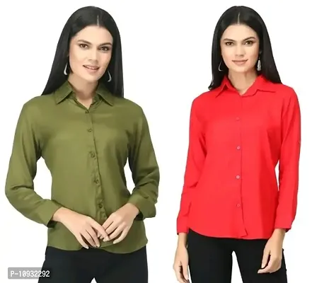 Elegant Rayon Self Design Shirt For Women-Pack Of 2