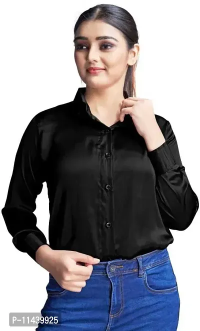 Stylish Fancy Roll- Up Sleeves Solid Rayon Regular Fit Shirt For Women-thumb0