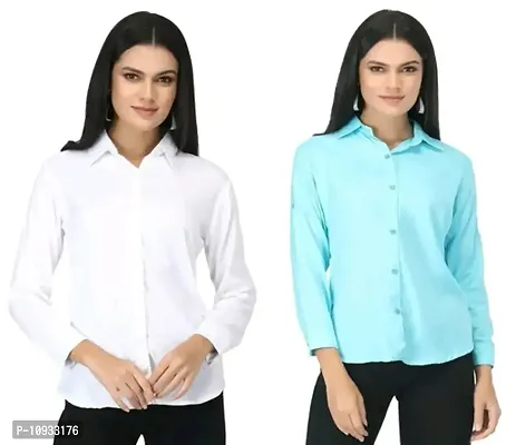 Elegant Rayon Solid Shirt For Women- Pack Of 2-thumb0