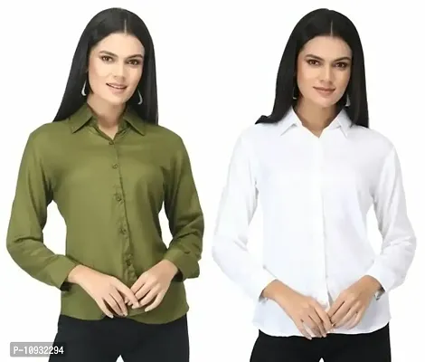 Elegant Rayon Self Design Shirt For Women-Pack Of 2