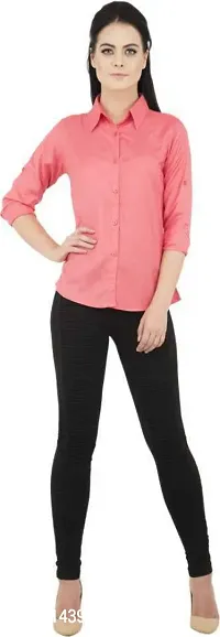 Stylish Fancy Roll- Up Sleeves Solid Rayon Regular Fit Shirt For Women-thumb0