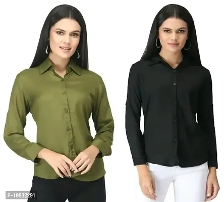 Elegant Rayon Self Design Shirt For Women-Pack Of 2-thumb0