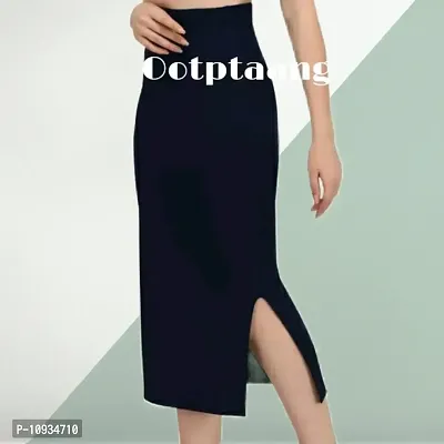 Stylish Black Lycra Solid Side Slit Skirt For Women-thumb0