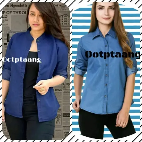 Elegant Self Design Shirt For Women-Pack Of 2