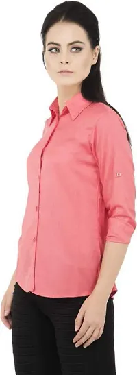 Stylish Fancy Roll- Up Sleeves Solid Rayon Regular Fit Shirt For Women-thumb3