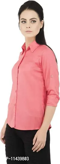 Stylish Fancy Roll- Up Sleeves Solid Rayon Regular Fit Shirt For Women-thumb4