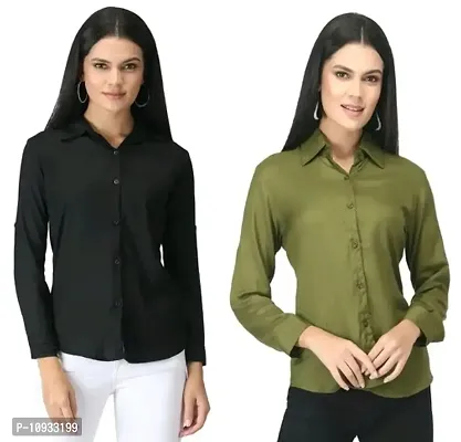 Elegant Rayon Solid Shirt For Women- Pack Of 2