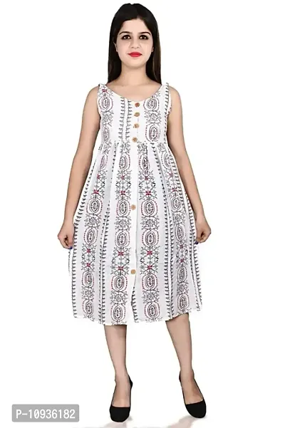 Stylish White Rayon Printed Shoulder Strap Dresses For Women-thumb0