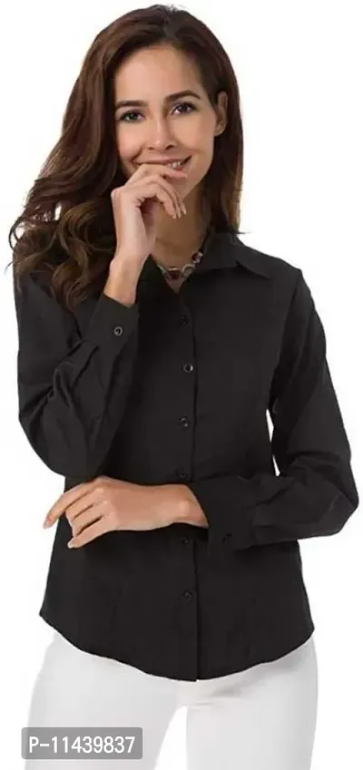 Stylish Fancy Roll- Up Sleeves Solid Rayon Regular Fit Shirt For Women