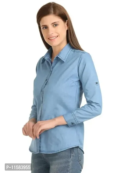 Designer And Stylish Women Combo of Denim Shirt and Rayon Top-thumb2