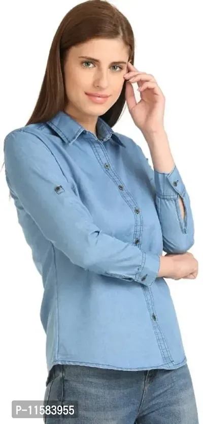 Designer And Stylish Women Combo of Denim Shirt and Rayon Top-thumb5