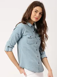 Designer And Stylish Women Combo of Denim Shirt and Rayon Top-thumb1