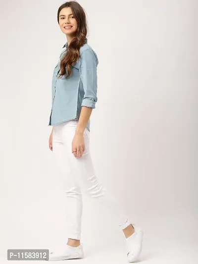 Designer And Stylish Women Combo of Denim Shirt and Rayon Top-thumb5