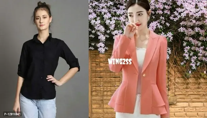 Formal Women Blazer And Plain Shirt For Meeting And Interview-thumb0