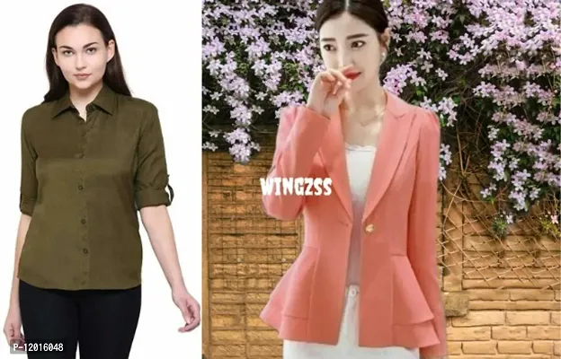 Formal Women Blazer And Plain Shirt For Meeting And Interview-thumb0