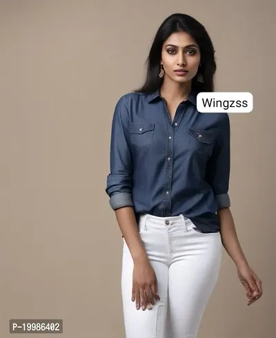 3/4 Sleeve Blue Ladies Long Denim Shirts at Rs 500/piece in New Delhi | ID:  20272018688