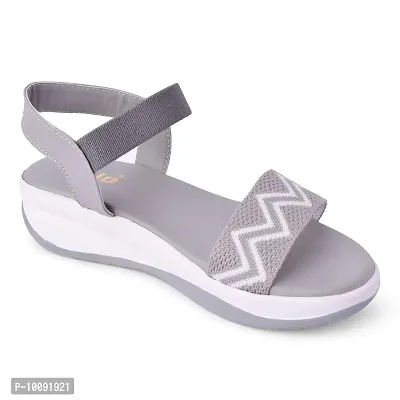 Saphire Women's Casual Flat Strap Sandals P-3 Series (Grey, numeric_8)