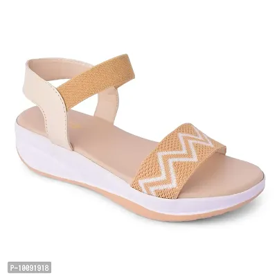 Saphire Women's Casual Flat Strap Sandals P-3 Series (Cream, numeric_5)