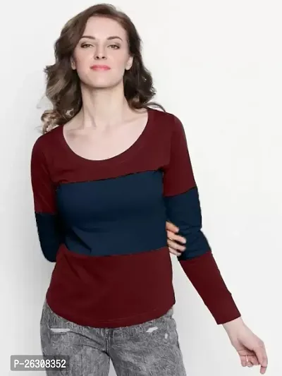 Women Round Neck Cotton Blend Multicolor T-Shirt