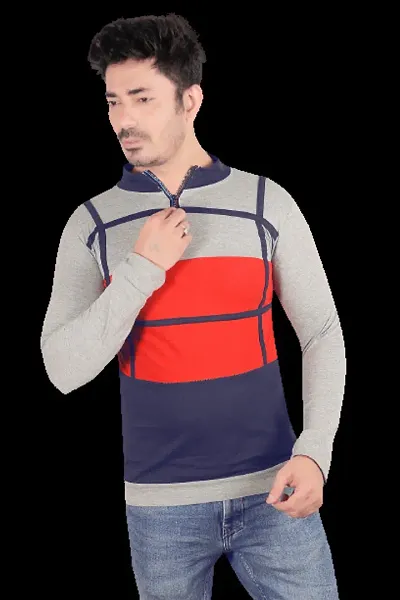 Trendy Stylish Polycotton Colourblocked High Neck Tees for Men