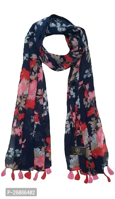 Elite Multicoloured Chiffon Scarf For Women-thumb0