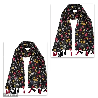 Elite Multicoloured Chiffon Scarf For Women Pack Of 2