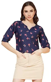 Elite Multicolor Regular Sleeves Crepe Top For Women-thumb3