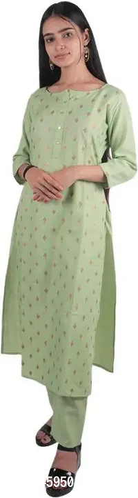 Trendy Green Printed Cotton Blend Kurta Bottom Set For Women