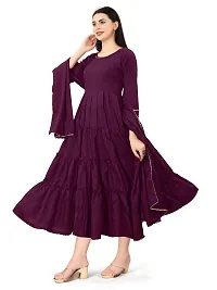 Trendy Purple Solid Polyester Kurta Bottom Set For Women-thumb4